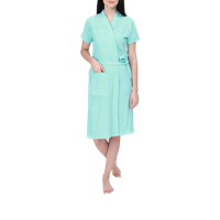 Women Sea Green Solid Bath Robe