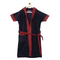 Boys Navy & Maroon Hooded Bathrobe