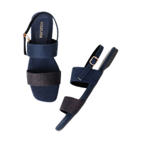 Vishudh Women Navy Blue Embellished Open Toe Flats