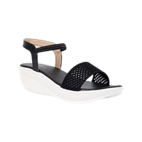 Zapatoz Women Black Woven Design Wedges