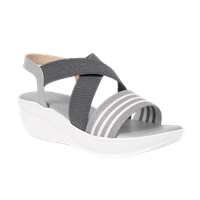 Zapatoz Women Grey & Off-White Woven Design Wedges