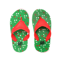 Girls Red & Green Printed Thong Flip-Flops