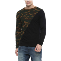 Urbano Fashion Men's Military Camouflage Black & Green Full Sleeve Cotton T-Shirt