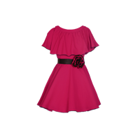 Girls Magenta Solid Fit and Flare Cape Dress