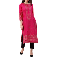 Vishudh Women Pink Printed A-Line Kurta