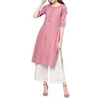 Myshka Women Pink Solid Straight Kurta