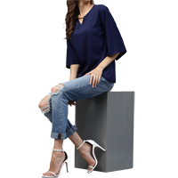 Tokyo Talkies Women Navy Solid Top