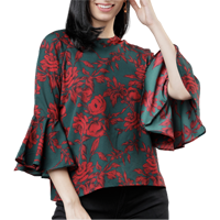Tokyo Talkies Women Teal Printed A-Line Top