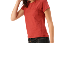 DressBerry Women Rust Red Solid Round Neck T-shirt
