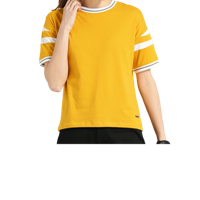 Roadster Women Mustard Solid Round Neck T-shirt