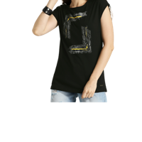 Roadster Women Black Printed Round Neck T-shirt