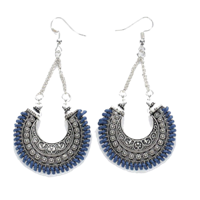 Yellow Chimes Modern Fusion Oxidized Silver Alloy Chandbali Earring For Women And Girls
