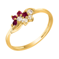 Diwali Gifts - Mahi Ruby & Cz 24K Gold Plated Fashion Finger Ring For Women Fr1100314G