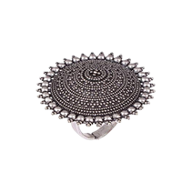 Abhaah Oxidised German Silver Adjustable Statement Cocktail Finger Ring For Women