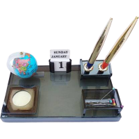Panku 2 Compartments Acrylic, Plastic Pen Stand