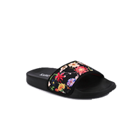 Girls Black & Red Printed Sliders