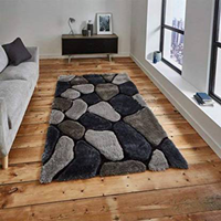 RM Handloom Black, Grey Blended, Polyester Area Rug  (122 cm X 183 cm)