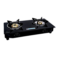 Milton 2 Burner Compact Nano Black Glass Top Gas Stove, Manual Ignition Lpg Stove