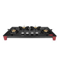 Pigeon By Stovekraft Infinity Glass Top 4 Burner Gas Stove, Manual Ignition