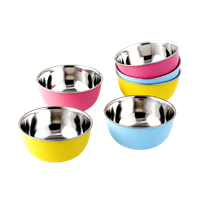 Bowl Fiery Stainless Steel Microwave Safe Matte Finish Bowls 6 Pieces Set (16Cm, 6 Pieces Set)