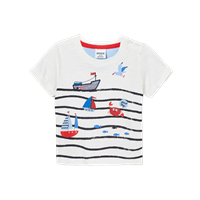 Max Boys White Striped Applique T-Shirt