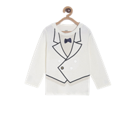 Mini Klub Boys Off-White Printed Round Neck Pure Cotton T-Shirt