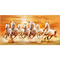 Art Factory Denim Animals Seven Horse Painting, Multicolour