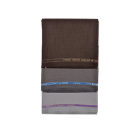 Vimal Men'S Poly-Viscose Unstitched 1.3 M Trouser Fabric Combo (Brown, Rusty, Silver, Free Size)