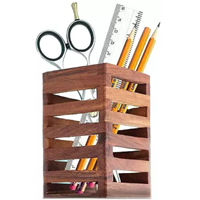 Voody 1 Compartments Wooden Pen Stand