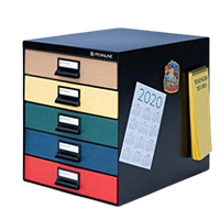 Pennline Hub Storage Cabinet | Metal Frame With 5 Paperboard Horizontal Large Drawers - Matte Black