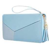 Women'S Long Wallet Tassel Pu Leather Multi- Slots Girls Zipper Coin Large Purse