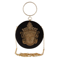 Anekaant Amman Embellished Velvet Round Clutch