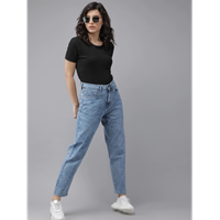 Roadster Women Blue Boyfriend Fit High-Rise Acid Wash Stretchable Jeans