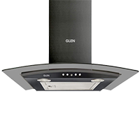 Glen 60cm 1000 m3/hr Curved Glass Wall Mounted Kitchen Chimney