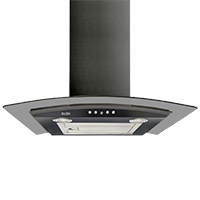 Glen 60cm 1000 m3/hr Curved Glass Wall Mounted Kitchen Chimney (6071 EX Black)