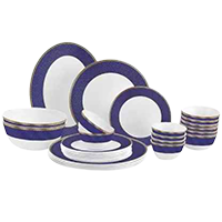 cello Pack of 33 Opalware Solitaire Series Sapphire 33 pcs Dinner Set