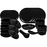 cello Pack of 40 Melamin Magneta Black 40 Pcs Dinner Set  
