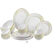 cello Pack of 33 Opalware Ariana Carrara White 33 pcs Dinner Set 