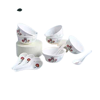 Wonderchef Pack of 12 Melamin Venice Soup Bowl with spoon-Red Dinner Set 