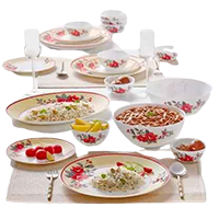 BOROSIL Pack of 44 Opalware Premium quality bone ash free Dinner Set