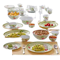 BOROSIL Pack of 44 Opalware Premium quality bone ash free emerald Dinner Set 