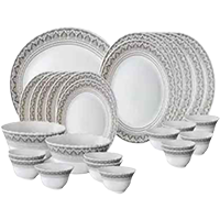BOROSIL Pack of 19 Glass Lara by Classic Dinner Set  
