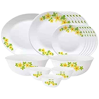 BOROSIL Pack of 21 Opalware TIARA SERIES, GOLDEN SHOWER Dinner Set