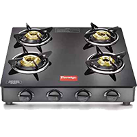 Prestige Atlas Glass Manual Stove  (4 Burners)