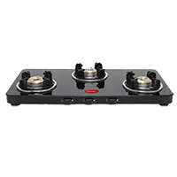 Pigeon Sleek 3 Burner Glass Manual Gas Stove  (3 Burners)