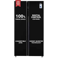 Haier 630 L Frost Free Side by Side Convertible Refrigerator  (Black Steel, HRS-682KS)