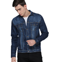 Men Blue Slim Fit Solid Jacket