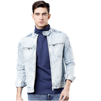 Men Blue Solid Jacket
