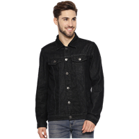 High Star Men Black Solid Denim Jacket