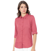 Women Pink Regular Fit Solid Casual Shirt